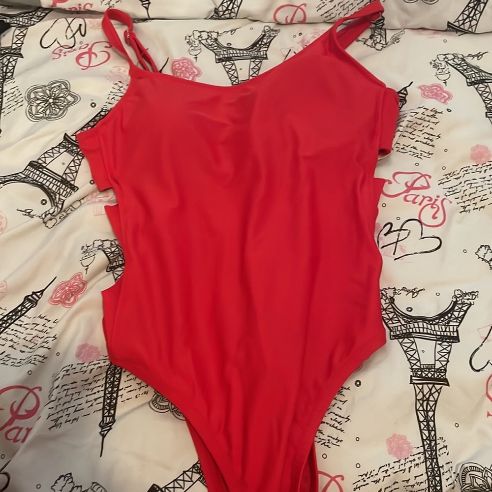 Shade & shore one piece red bathing suit